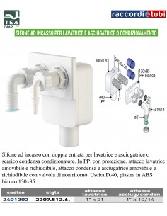 SIFONE DOPPIO LAVATRICE E CONDENSA CALDAIA/ASCIUGATRICE...