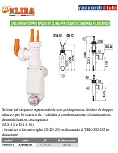 DOPPEL-SIFON LIRA PLATZ FÜR WASCHMASCHINENABFLUSS UND...