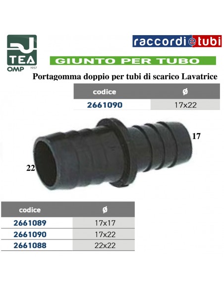 DOPPELSCHLAUCHHALTER 17X22mm FÜR WASCHMASCHINENABLASSSCHLAUCH