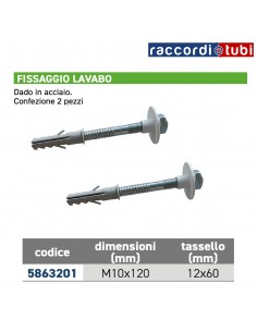 FISSAGGIO PER  LAVABO CON TASSELLO CONFEZIONE 2 PEZZI 
