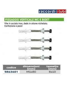 FISSAGGI VERTICALI PER WC/BIDET DADO OTTONE M6x80...