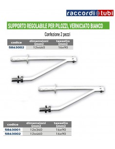 SUPPORTO REGOLABILE x PILOZZI 12x460mm TASSELLO DIAMETRO...
