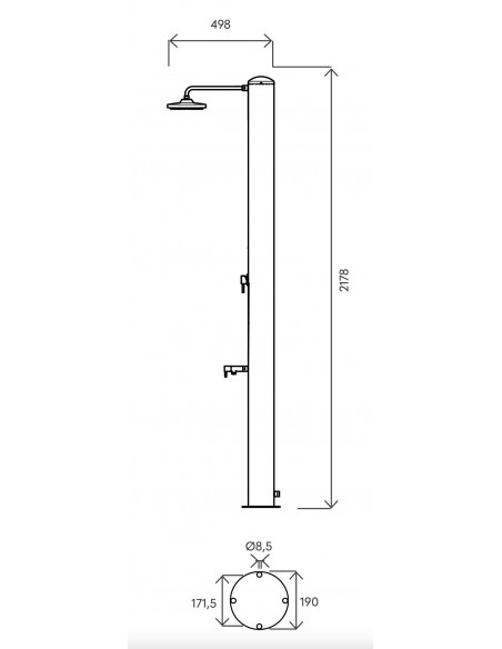 SOLARDUSCHE ATI AUS SATINIERTEM EDELSTAHL TEVERE X SOL-JS*GP
