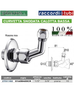 WINKELSCHLAUCH 90° SCHWENKBAR D.1/2''x10mm NIEDRIGER...