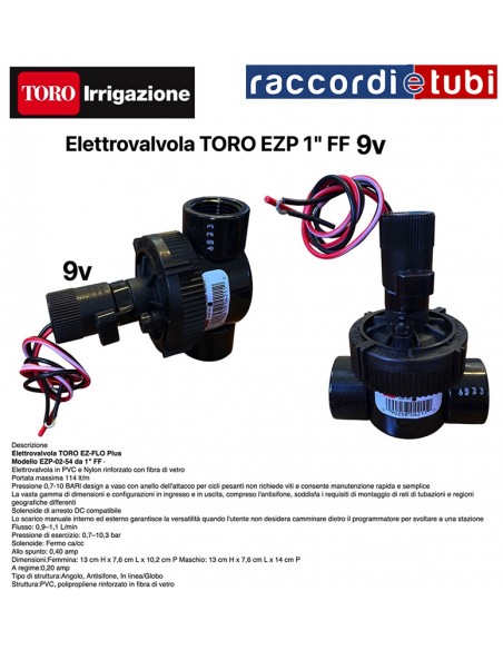 ELEKTROMAGNETVENTIL TORO DURCHMESSER 1" FF 9v EZP-03-94