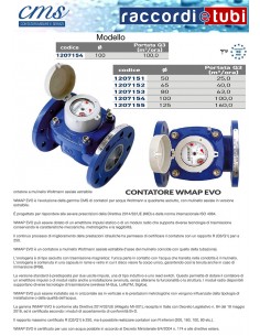 CONTATORE WOLTMANN PER ACQUA FREDDA PN16 DN 100 L.250 mm