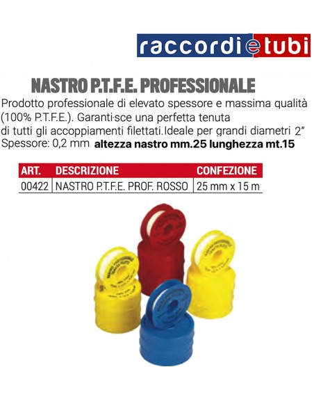 NASTRO TEFLON P.T.F.E. PROFESSIONALE h.25 mm x 15 mt