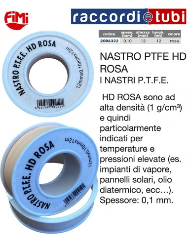 NASTRO TEFLON P.T.F.E. HD ROSA ROTOLINO h.12mm...