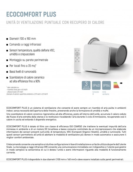 RECUPERATORE DI CALORE 100 AP19989 ECOCONFORT PLUS-
