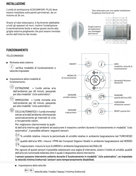 RECUPERATORE DI CALORE 160 AP19993 ECOCONFORT PLUS