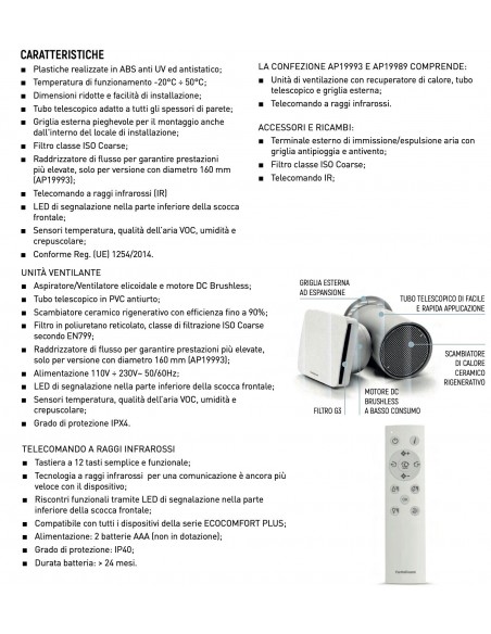 RECUPERATORE DI CALORE 160 AP19993 ECOCONFORT PLUS