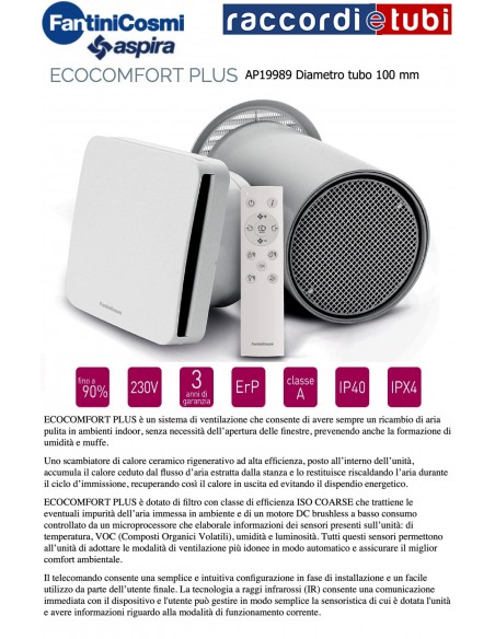RECUPERATORE DI CALORE 100 AP19989 ECOCONFORT PLUS