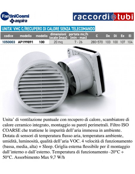 RECUPERO DI CALORE AP199891 FANTINI & COSMI DIAMETRO 100