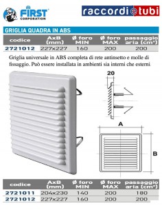 WEIßES ABS-GITTER 227X227