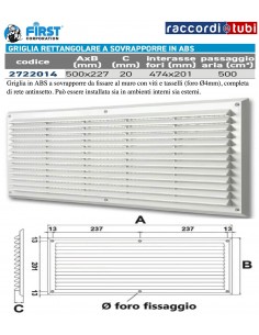 ÜBERLAPPENDE ABS-GITTER WEIß 500x227