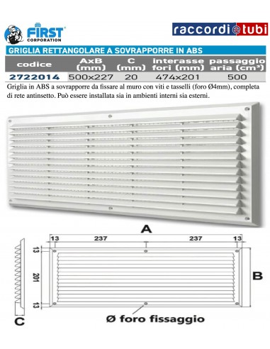 ÜBERLAPPENDE ABS-GITTER WEIß 500x227