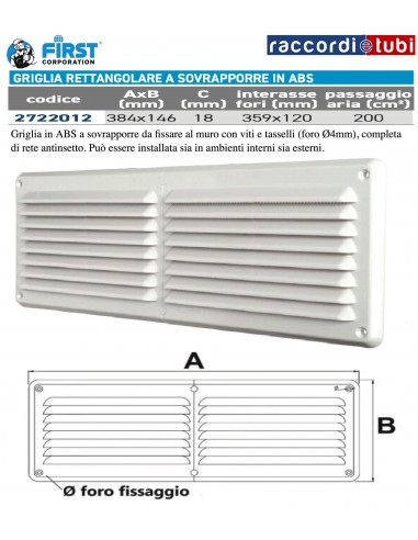 ÜBERGESETZTES ABS-GITTER WEISS 384x146