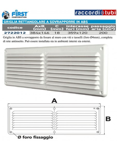 ÜBERGESETZTES ABS-GITTER WEISS 384x146