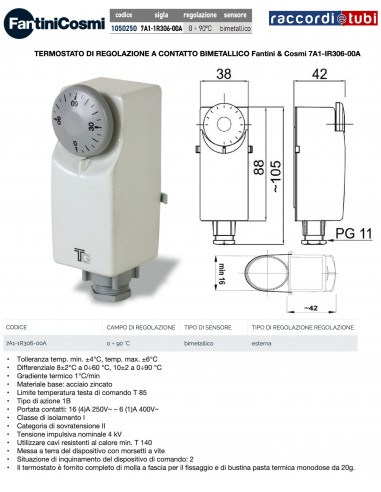 Bimetall-Kontaktregler-Thermostat 7A1-1R306-00A...