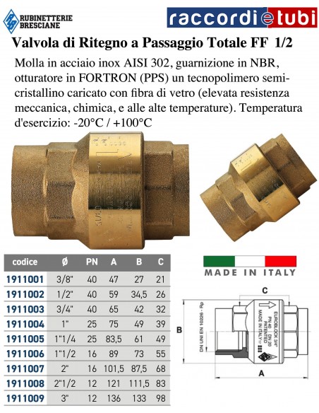 VALVOLA DI RITEGNO D.1/2''