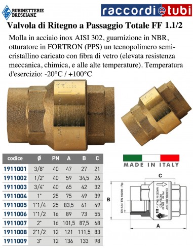 VALVOLA DI RITEGNO D.11/2''