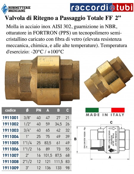 VALVOLA DI RITEGNO D.2''