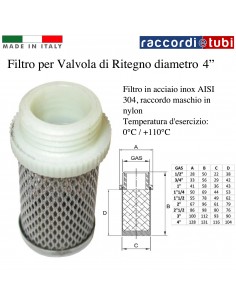 FILTER FÜR RÜCKSCHLAGVENTIL D.4''