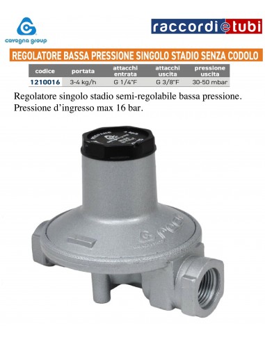 NIEDERDRUCKREGULATOR 3-4kg EINZELSTUFE OHNE...