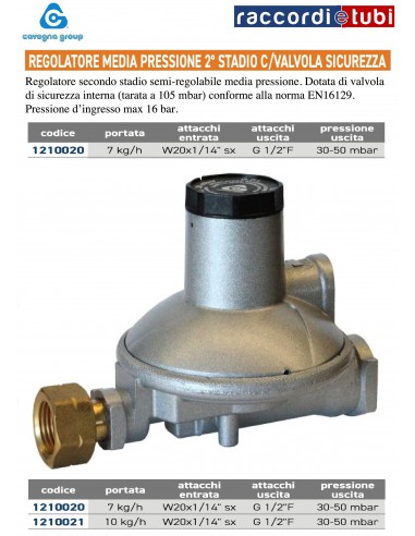 MITTELDRUCKREGULATOR 7kg 2. STUFE MIT...