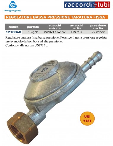REGULATOR 1 kg UNI713 FESTEINSTELLUNG NIEDRIGDRUCK