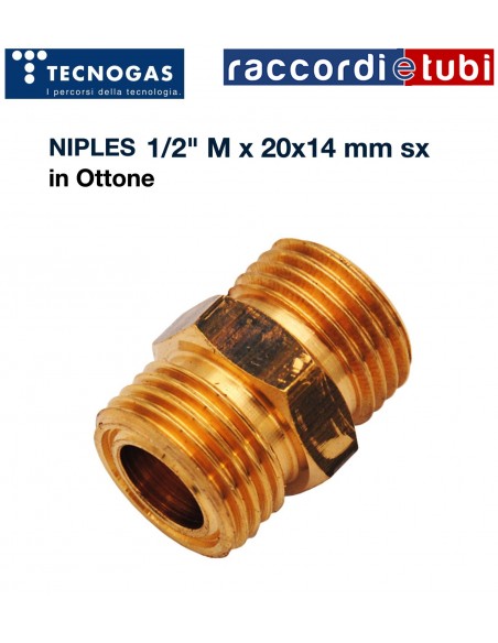 NIPLES OTTONE PER GAS MASCHIO GPL 1/2XW20x1/14" sx