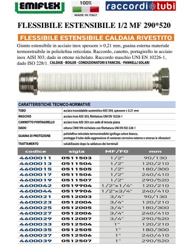 FLESSIBILE ESTENSIBILE 290*520 1/2 MF RIVESTITO