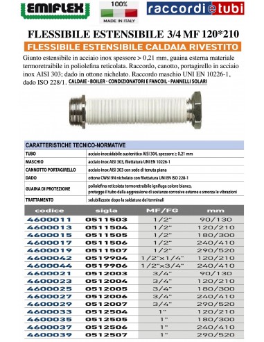 FLESSIBILE ESTENSIBILE 120*210 3/4 MF RIVESTITO