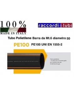 TUBO POLIETILENE GAS 50 IN BARRA MT.6 S5 PE100