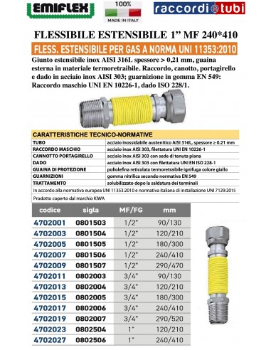 DEHNBARES FLEXIBLES 240*410 1" MF GAS BESCHICHTET