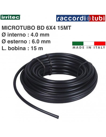 TUBO CAPILLARE PER MICROIRRIGAZIONR 6X4 MT.15