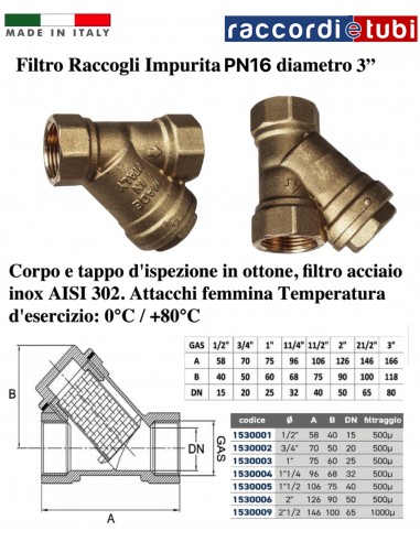 FILTRO OTTONE A Y D.3'' DN80