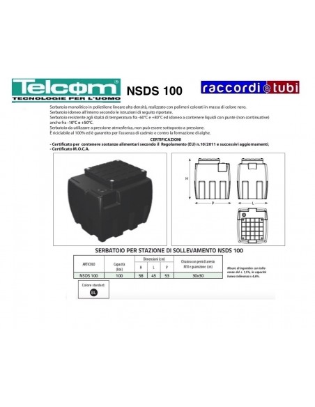 TELCOM SERBATOIO PER STAZIONE DI SOLLEVAMENTO NSDS100