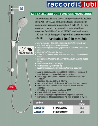 SALISCENDI  DOCCIA  INOX H.700mm PONTE GIULIO...