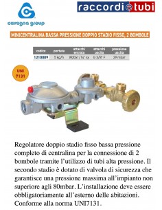MINICENTRALINA BP 5kg DOPPIO STADIO FISSO,PER 2 BOMBOLE