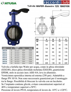 VALVOLA WAFER DN 125 PN10-16 DISCO GHISA