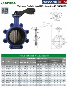 VALVOLA  A FARFALLA  LUG DN  40 PN10-16 DISCO GHISA