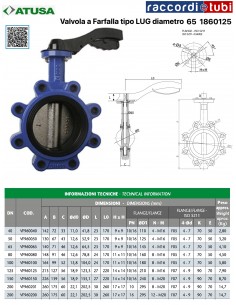 VALVOLA  A FARFALLA  LUG DN  65 PN10-16 DISCO GHISA