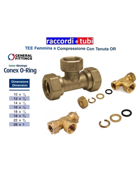 TEE OTTONE CON OR FEMMINA DIAMETRO 1"X28