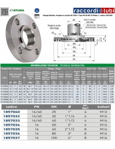FLANGIA FILETTATA DN 25 - 1'' PN 16-40 (4 fori)