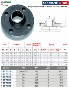 FLANGIA  A COLLARINO D. 40 PN 10/16/40  (4 fori)