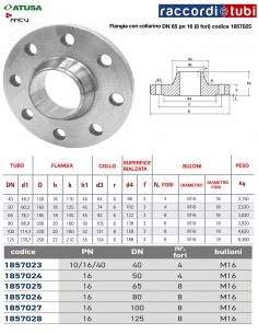 FLANGIA  A COLLARINO D. 65 PN 16  (8 fori)