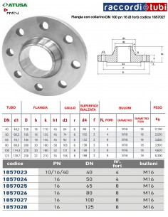 FLANGIA  A COLLARINO D.100 PN 16  (8 fori
