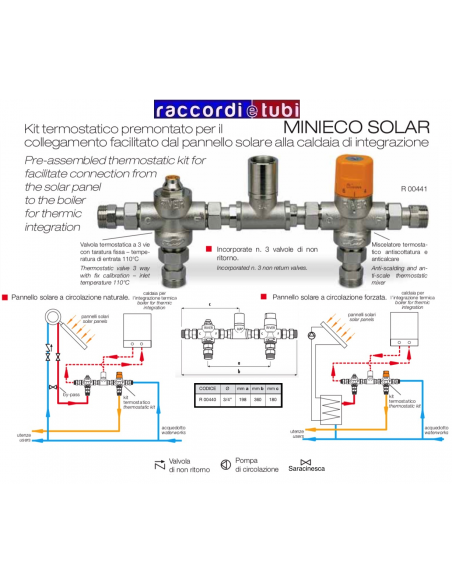 KIT TERMOSTATICO PER PANNELLI SOLARI RIVER  R/00440