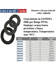 GUARNIZIONE PER FLANGIA IN GOMMA TELATA  DN150